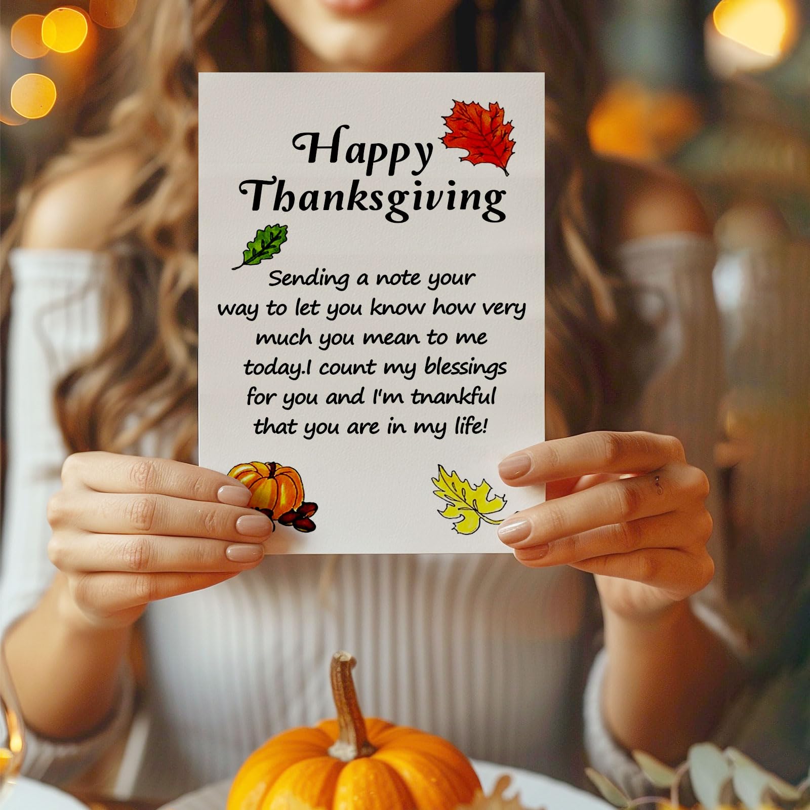 ACHICGIRL Sweet Thanksgiving Card for Husband Wife, Romantic Thanksgiving Day Gifts Cards for Boyfriend Girlfriend, Funny Autumn Thanks You Card for Friends Family Mom Dad