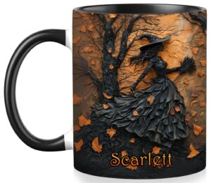 personalized witch coffee mug with names, custom witch accent mug halloween mugs personalized spooky halloween gifts for women friends sister girls family her spooky season gift