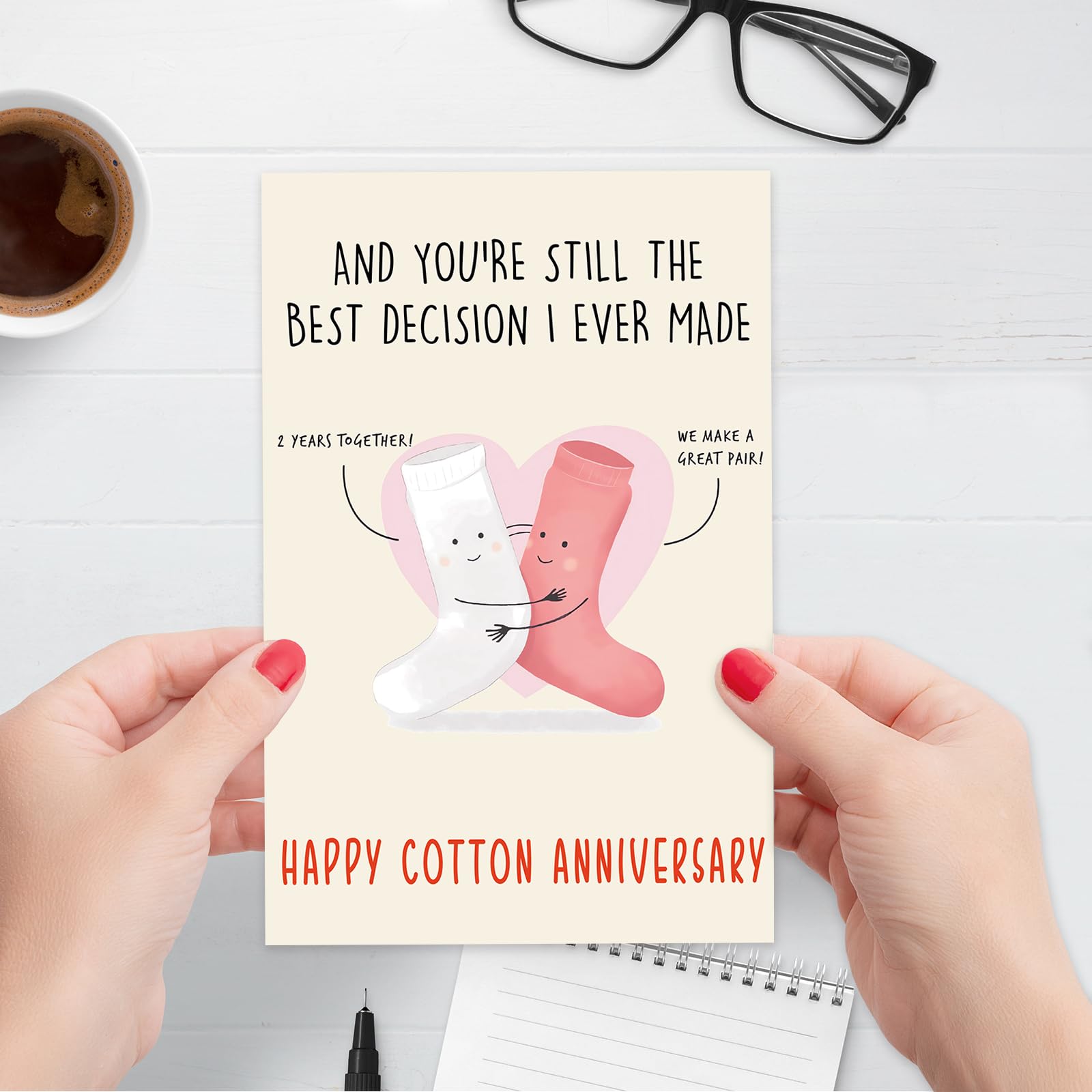 GlightG Happy 2nd Anniversary Card Gifts for Him Her, Funny 2nd Wedding Anniversary card for Women Men, Cotton Anniversary Greeting Card for Husband Wife, Cute 2 Year Anniversary Cards Decorations