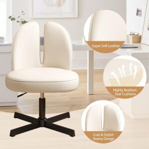 WXJHL Armless Office Chair Cute Desk Chair Swivel Task Chair Height Adjustable Make up Bedroom Chair Home Vanity Chairs No Wheels