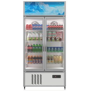 18 cu. ft. commercial refrigerators glass door, commercial beverage fridge, commercial merchandiser refrigerator for beer, bar, drink, display upright beverage refrigerator cooler, silver ﻿