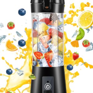 Portable Blender, Personal Blender USB Rechargeable, Mini Blender for Shakes and Smoothies, Strong Cutting Power with 6 Blades, 380Ml Traveling Fruit Veggie Juicer Cup for Home, Sport, Office, Camping