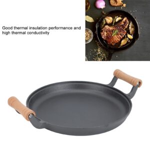 BBQ Grill Pan Cast Iron Round Meat Frying Skillets for Barbecue Gatherings (33cm/12.99in)