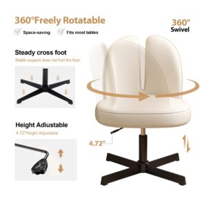 WXJHL Armless Office Chair Cute Desk Chair Swivel Task Chair Height Adjustable Make up Bedroom Chair Home Vanity Chairs No Wheels