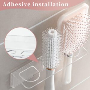 Acrylic Hair Brush Holder for Bathroom Adhesive Hair Tool Oragnizer Wall Mounted Hair Brush Holder Organizer with 3 Holes for Hair Dryer Curling Wands Hair Straighteners(Transparent)