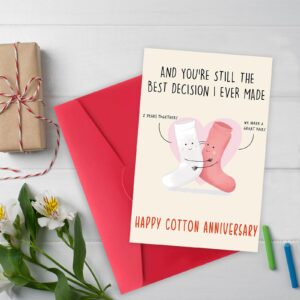 GlightG Happy 2nd Anniversary Card Gifts for Him Her, Funny 2nd Wedding Anniversary card for Women Men, Cotton Anniversary Greeting Card for Husband Wife, Cute 2 Year Anniversary Cards Decorations