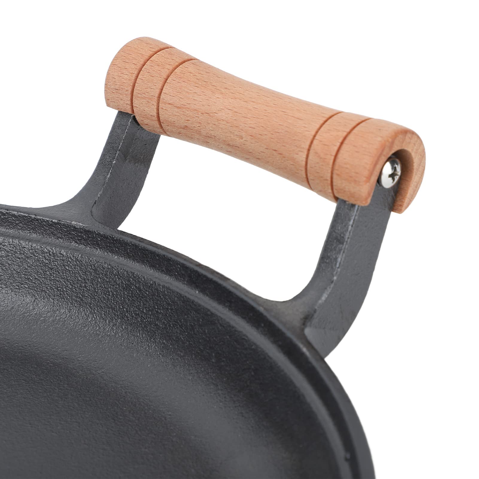 BBQ Grill Pan Cast Iron Round Meat Frying Skillets for Barbecue Gatherings (33cm/12.99in)