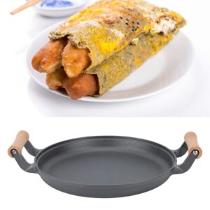 BBQ Grill Pan Cast Iron Round Meat Frying Skillets for Barbecue Gatherings (33cm/12.99in)