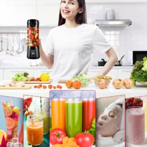 Portable Blender, Personal Blender USB Rechargeable, Mini Blender for Shakes and Smoothies, Strong Cutting Power with 6 Blades, 380Ml Traveling Fruit Veggie Juicer Cup for Home, Sport, Office, Camping