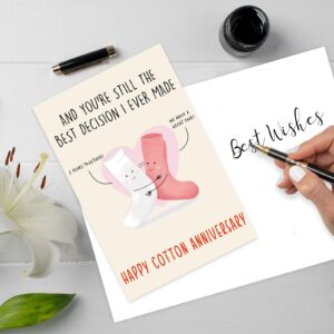 GlightG Happy 2nd Anniversary Card Gifts for Him Her, Funny 2nd Wedding Anniversary card for Women Men, Cotton Anniversary Greeting Card for Husband Wife, Cute 2 Year Anniversary Cards Decorations