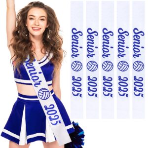 vinsatin white senior sash 2025 satin sashes senior graduation for graduated cheerleader celebration(6 set,volleyball)