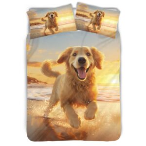 aqyaptoiy golden retriever duvet cover for bedroom beach comforter cover king size,bed covers for living room aesthetic bedding 3 pcs set for dorm quilt cover blanket cover for home