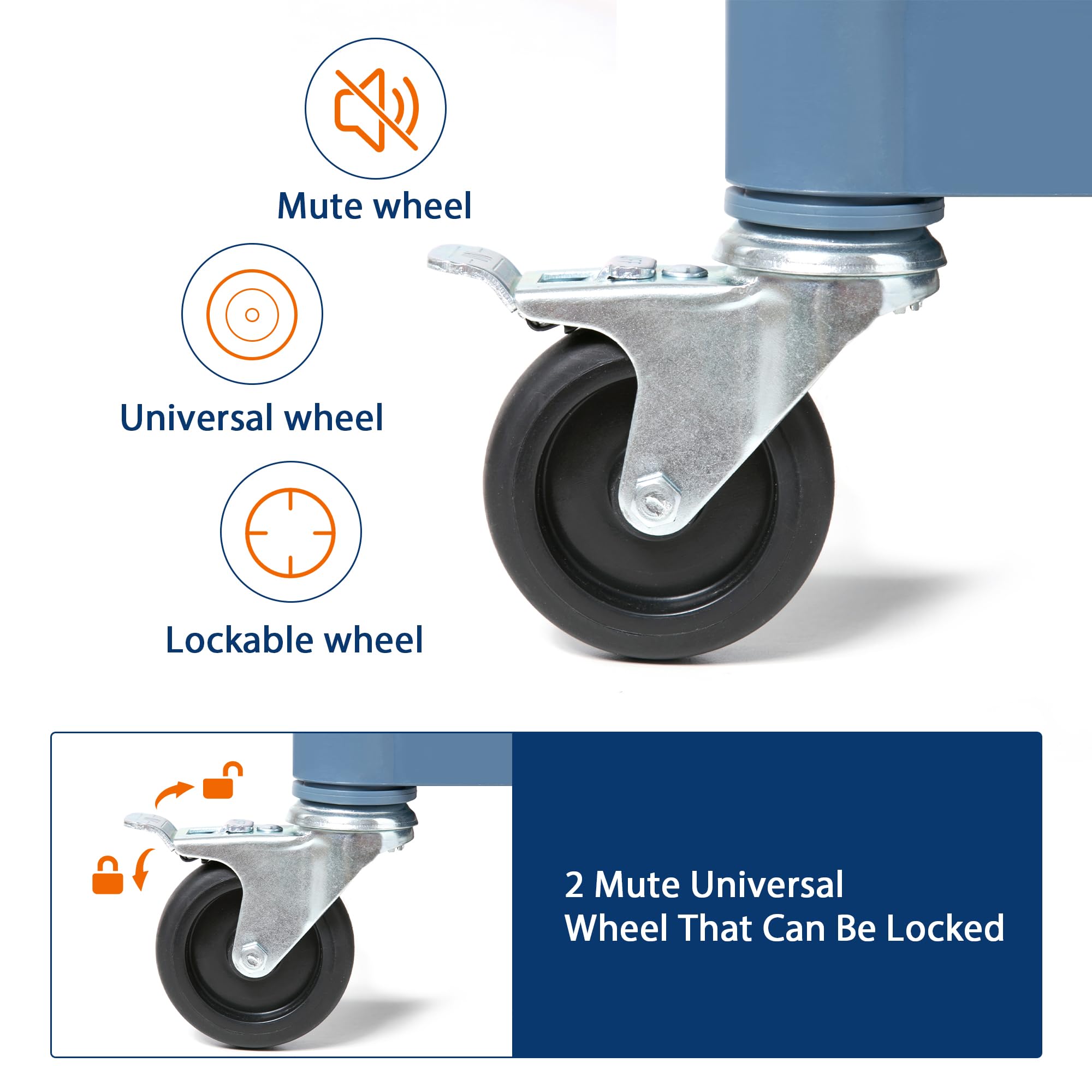 RAYOCON 3-Tier Large Plastic Service Utility Cart, Food-Service Rolling Cart with Wheels Heavy Duty Commercial Rolling for Restaurant,Household,Office (19.7" D x 39.4" W x 40.2" H)