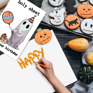 GlightG Cute Ghosts Halloween Birthday Card for Women Men, Cute Halloween Birthday Gift Card for Kids Friends, Humorous Birthday Gifts for Him Her