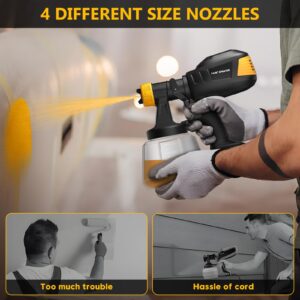 Cordless Paint Sprayer Compatible with DeWalt 20V MAX Battery, Electric Paint Sprayer with 1200ML Container, 4 Nozzles, 3 Patterns for Ceiling, Fence, Cabinets (Battery Not Included)