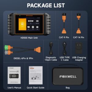 FOXWELL HD500 Heavy Duty Truck Scanner with DPF Regen/Injector Cutoff/Limit Setting + FOXWELL NT630 Plus OBD2 Scanner with ABS and SRS