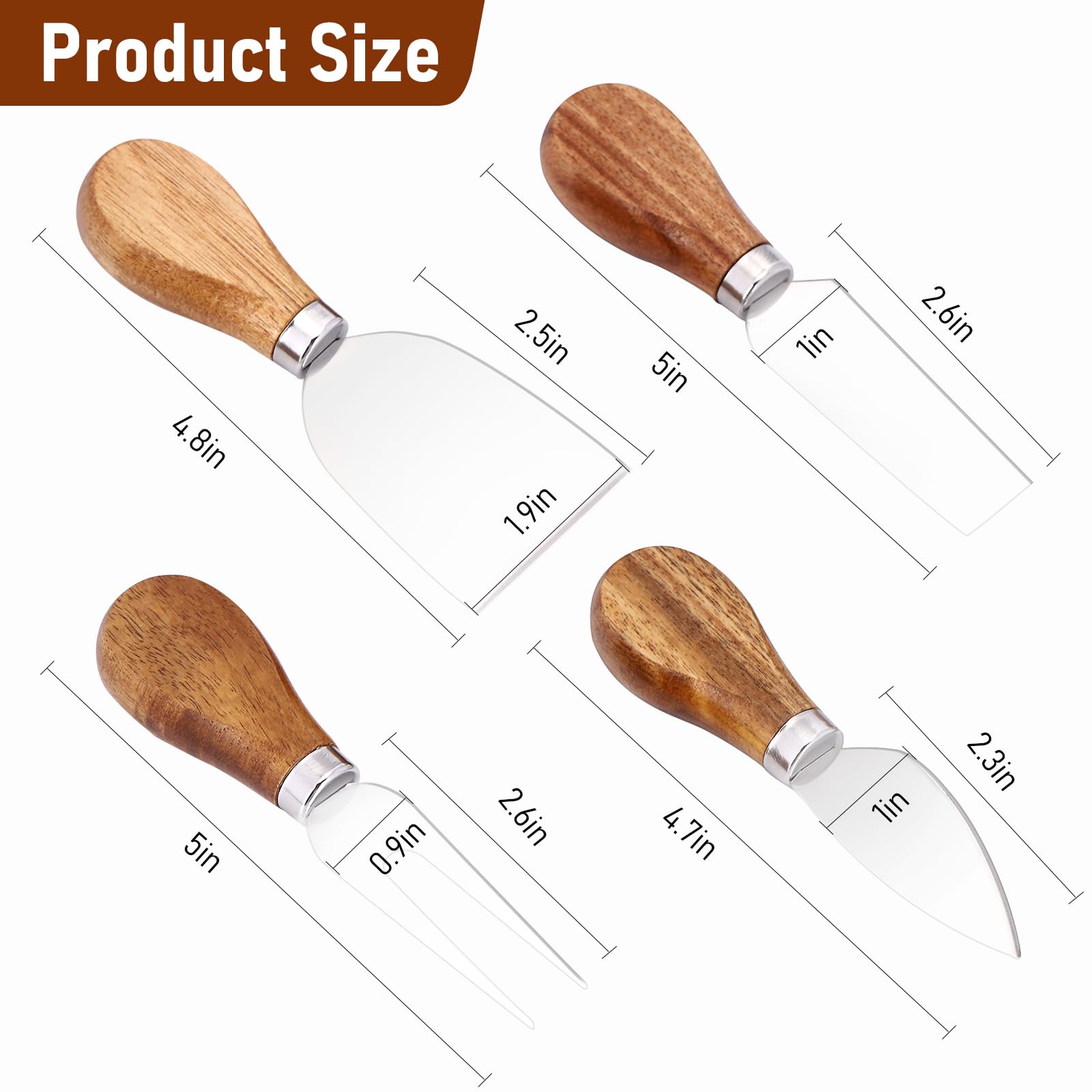 4 Piece Cheese Knives, Professional Cheese Knife Set, Cheese Knives for Charcuterie Board, Premium Stainless Steel Charcuterie Knife Set, Cheese Knife Perfect for Cheese Slicer and Butter Cutter