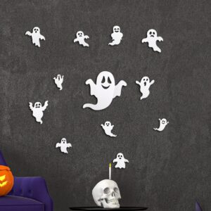 24 Pcs Halloween Ghost Wall Decor Ghost Stickers 3D Ghost Stickers Wall Stickers Decoration Halloween Cute Design Wall Decals Reusable PVC Wall Sticker for Home Halloween Party Supplies