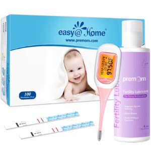 premom personal fertility lubricant for conception + easy@home ovulation test strips (100-pack) + easy@home smart basal thermometer