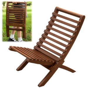 sxvbdway outdoor folding chair beach folding chair foldable moon chair ergonomic bamboo lightweight camping picnic backpacking hiking beach collapsible chair patio dining chairs brown