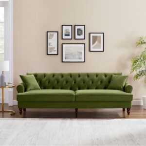 86" velvet sofa couch, mid-century modern tufted loveseat sofa, 3 seater sofa couches for living room, comfy couch modern sofa with upholstered cushion, small couch for bedroom apartment office