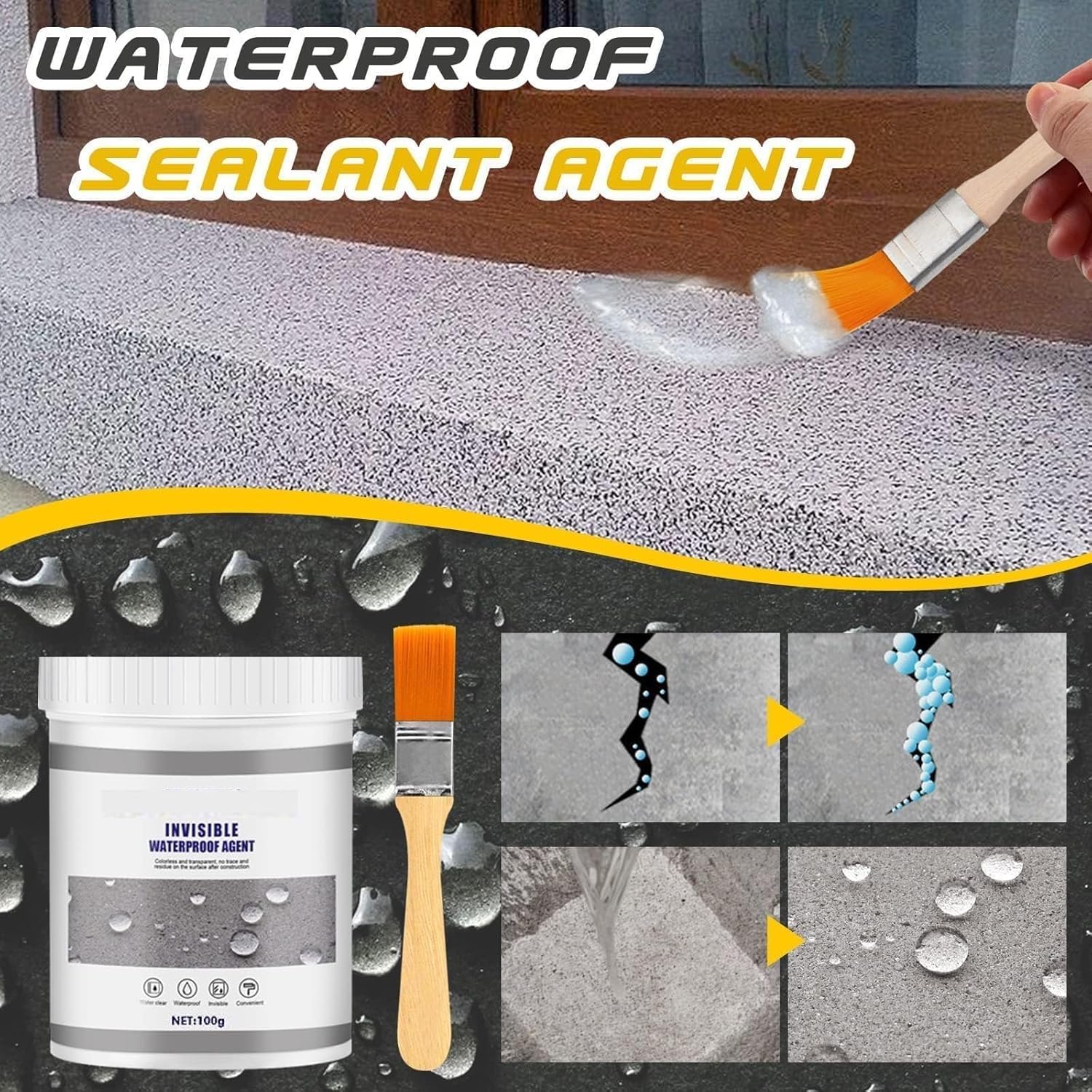 ROPTINK Whimsyard Waterproofing, Whimsyard Transparent Waterproof Coating Agent, Whimsyard Waterproof Sealer, Anti-Leakage Agent Used for Cracks and Leak (300g)