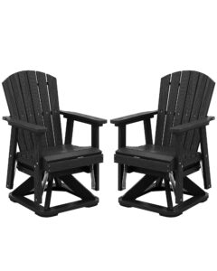 serwall adirondack swivel glider chair, hdpe swivel glider set of 2 for outdoor, all-weather glider chair for porch, balcony, midnight black