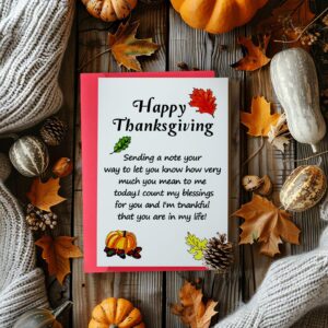 ACHICGIRL Sweet Thanksgiving Card for Husband Wife, Romantic Thanksgiving Day Gifts Cards for Boyfriend Girlfriend, Funny Autumn Thanks You Card for Friends Family Mom Dad