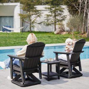 SERWALL Adirondack Swivel Glider Chair, HDPE Swivel Glider Set of 2 for Outdoor, All-Weather Glider Chair for Porch, Balcony, Midnight Black