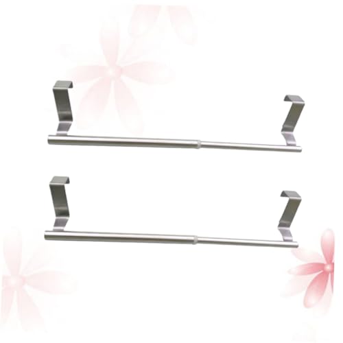 HOOTNEE 2pcs Stainless Steel Rack Towel Holder Over Cabinet Towel Rack Towel Stand Towel Racks Towel Hanger Over Cabinet Towel Storage Rack Kitchen Towel Hanger Bath Towel Rod Silver