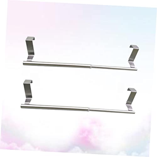 HOOTNEE 2pcs Stainless Steel Rack Towel Holder Over Cabinet Towel Rack Towel Stand Towel Racks Towel Hanger Over Cabinet Towel Storage Rack Kitchen Towel Hanger Bath Towel Rod Silver