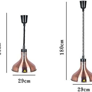 LINKANRUO Heat Lamp Food Warmer Light, Single Head Telescopic Chandelier, Adjustable Length 60-180cm for Home and Buffet Cafeteria Lamps(Gold)