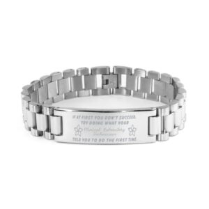 clinical laboratory technician bracelet, if at first you don't succeed, try doing what your athletic trainer told you to do the first time., stainless steel courage inspirational wristband, ladde