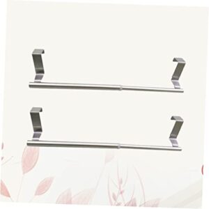 HOOTNEE 2pcs Stainless Steel Rack Towel Holder Over Cabinet Towel Rack Towel Stand Towel Racks Towel Hanger Over Cabinet Towel Storage Rack Kitchen Towel Hanger Bath Towel Rod Silver