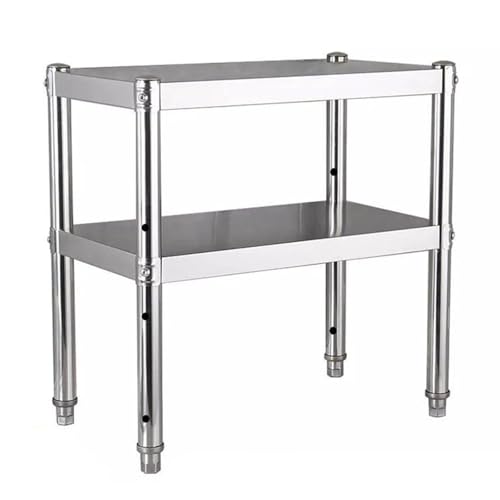 Stainless Steel Workbench Sturdy and Stable Floor Standing Shelves Kitchen Metal Table Commercial Prep Table Multi-Functional Open Shelves(60x40x80cm)