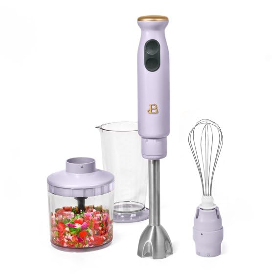 Beautiful 2-Speed Immersion Blender with Chopper & Measuring Cup, Lavender by Drew Barrymore