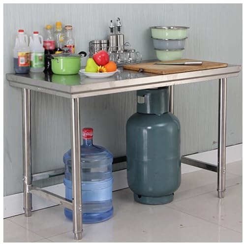 Single Level Stainless Steel Work Table Kitchen Prep Table Commercial Chopping Table Casework Stable Frame Work Table with Adjustable Legs Wide Application(100x40x80cm)