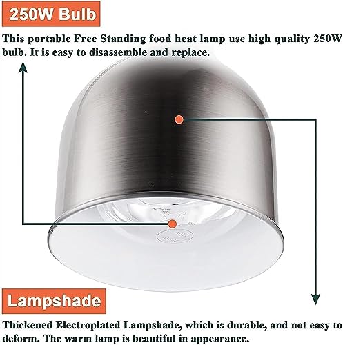 LINKANRUO Commercial Kitchen Warming Lamp, Portable Food Heat Lamp Food Warmer, Single/Double Buffet Sculpture Ramp Show Heating Conservation Light, Display Heating Preservation Light Lamps(A)