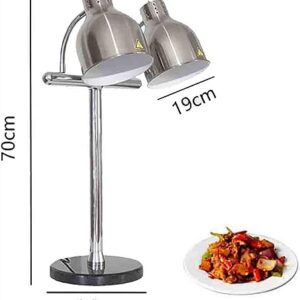 LINKANRUO Food Heating Lamp, Double Heat Lamp Food Warmer, with Scattered Vents and Dual 250w Bulbs, Restaurant Kitchen Buffet Warmer Table, Free Standing Commercial and Home Use Lamps(Silver)