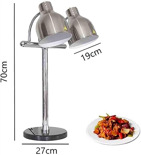 LINKANRUO Food Heating Lamp, Double Heat Lamp Food Warmer, with Scattered Vents and Dual 250w Bulbs, Restaurant Kitchen Buffet Warmer Table, Free Standing Commercial and Home Use Lamps(Silver)