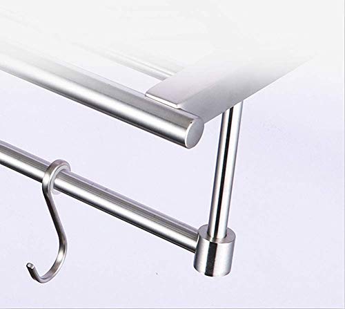 Towel Rack 304 Stainless Steel Bath Towel Rack Simple with Hook Kitchen Bathroom Rack Silver 23.8X60X14cm