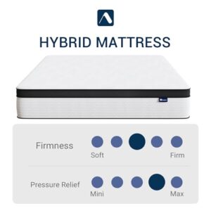 Avenco 12 Inch Queen Mattress, Hybrid Mattress in a Box with Independent Spring, Soft and Comfort Medium Firm Queen Size Mattress, Edge Support, Pressure Relief, Back Pain Relief, CertiPUR-US.