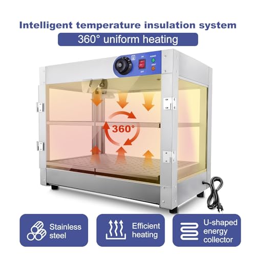 Commercial Food Warmers,110V Large Capacity Door Pastry Display Case for Restaurant,Commercial Countertop Food Warmer Display Electric Food Display Warmer for Pizza, Hamburger, and Food