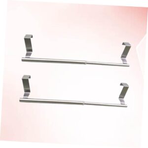 SHOWERORO 2pcs Bath Towel Rod Towel Holder Stand Towel Rack Kitchen Towel Hanger Towel Hanger Over Cabinet Towel Stand Towel Storage Rack Stainless Steel Rack Bathroom Accessories Silver