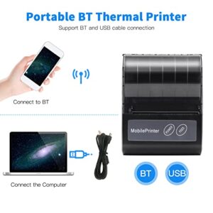 YDuupxe 80mm Thermal Printer BT USB Connection No Ink Needed with 2000mah Battery for Supermarket Restaurant Express Delivery Post Receipt