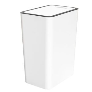 vividplot press type plastic trash can with lid 15l capacity white bathroom kitchen garbage bin