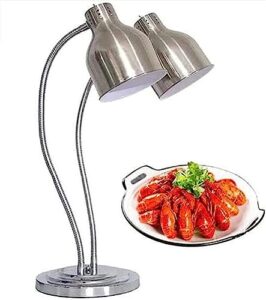 linkanruo countertop food warmer lamp 250w bulb commercial food heat lamp for food warming restaurant warmer food service, adjustable lampshade lamps(sliver,double head)