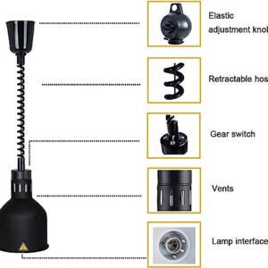 LINKANRUO 2PCS Commercial Food Warmer, Buffet Heating Lamp for Keep Food Warm, 60-180cm Retractable Food Heating Lamp Food Heat Pendant Light for Food Service Restaurant Kitchen Lamps(Silver)