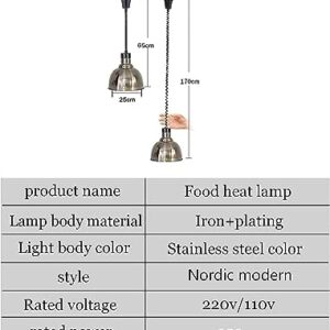 LINKANRUO 2 Pieces Professional Food Warmer, Commercial Buffet Heat Lamp, Catering Supplies, Keep Food Warm Equipment, Heat Pendant Light for Restaurant Home Cafeteria Use, Adjustable Height is 65-170