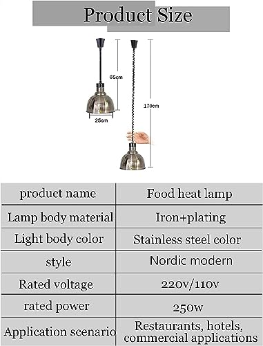 LINKANRUO 2 Pieces Professional Food Warmer, Commercial Buffet Heat Lamp, Catering Supplies, Keep Food Warm Equipment, Heat Pendant Light for Restaurant Home Cafeteria Use, Adjustable Height is 65-170